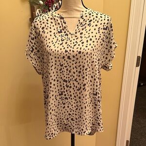 CAbi Cream and Purple Spotted Blouse
